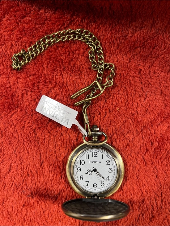 Invicta Other - Invicta Gold-Tone Pocket Watch with White Dial and Chain